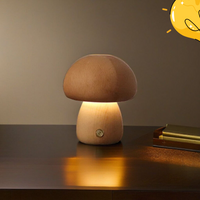 Small Mushroom Table Lamp with Wooden Design for Bedside