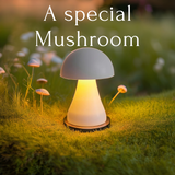 Small White Mushroom Table Lamp – Rechargeable for Bedside and Living Room