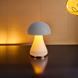 Small White Mushroom Table Lamp – Rechargeable for Bedside and Living Room