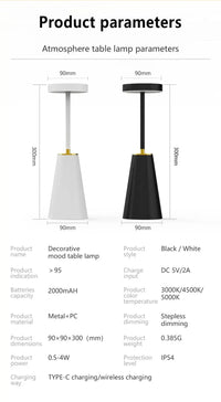 White LED Table Lamp – Modern Rechargeable Design for Living Room