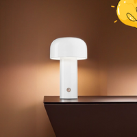 Small White Mushroom Table Lamp – Rechargeable Modern Design for Bedroom